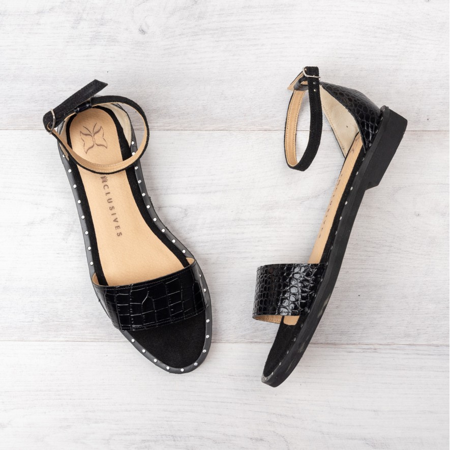 .Sandale - Friday -  Croco Black